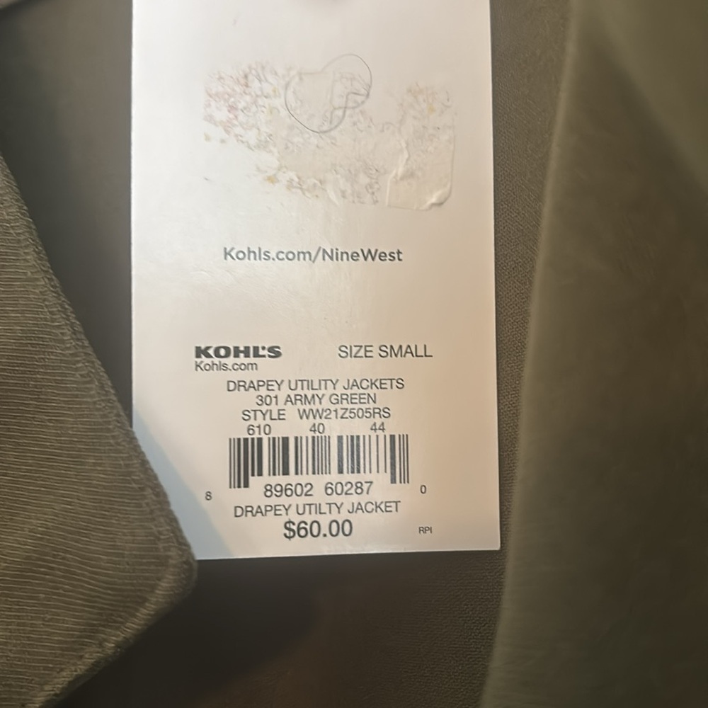 NWT Nine West Dark Olive Green Utility Jacket, Size Small - Picture 12 of 12